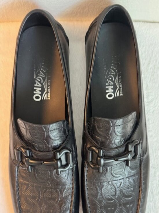 Ferragamo Newton Men’s Black Gancini Driving Loafers Size 8E main image 2